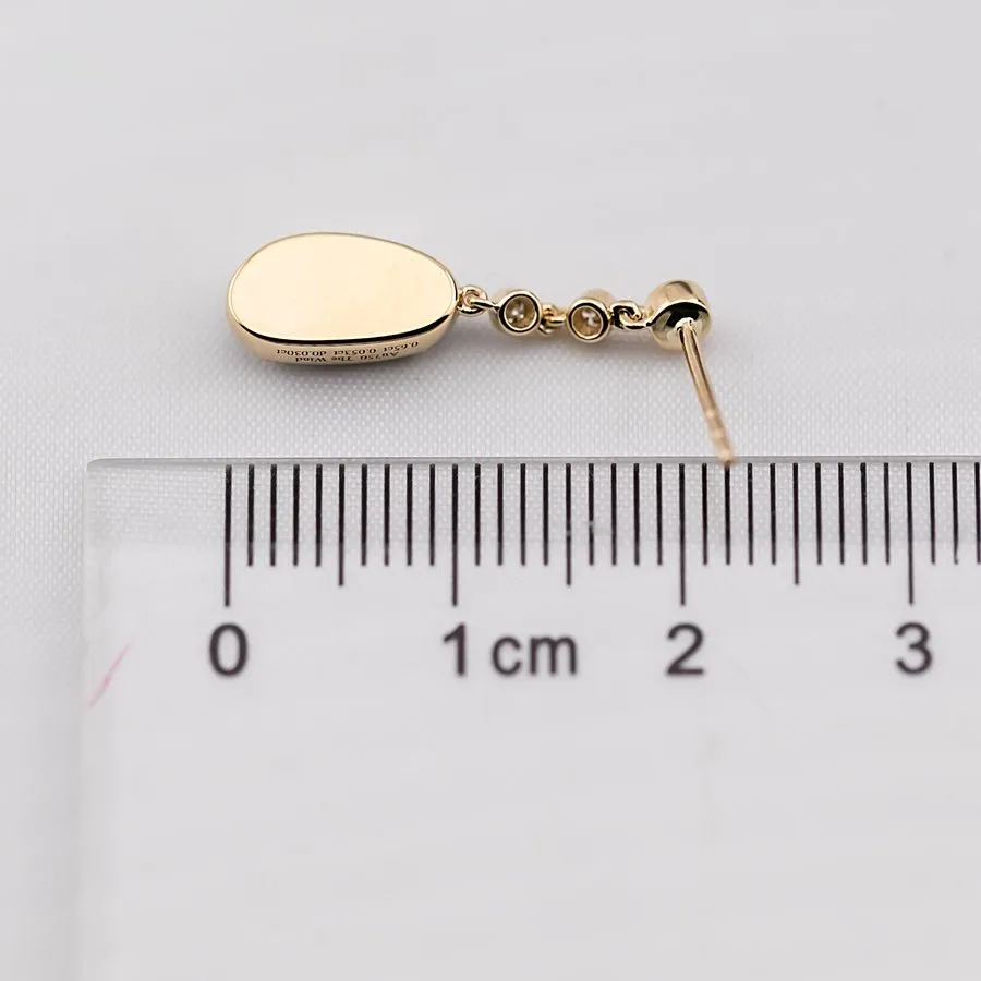 Stylish Doublet Opal Fossil Shell Diamond Tsavorite Drop Earrings 18k Yellow Gold