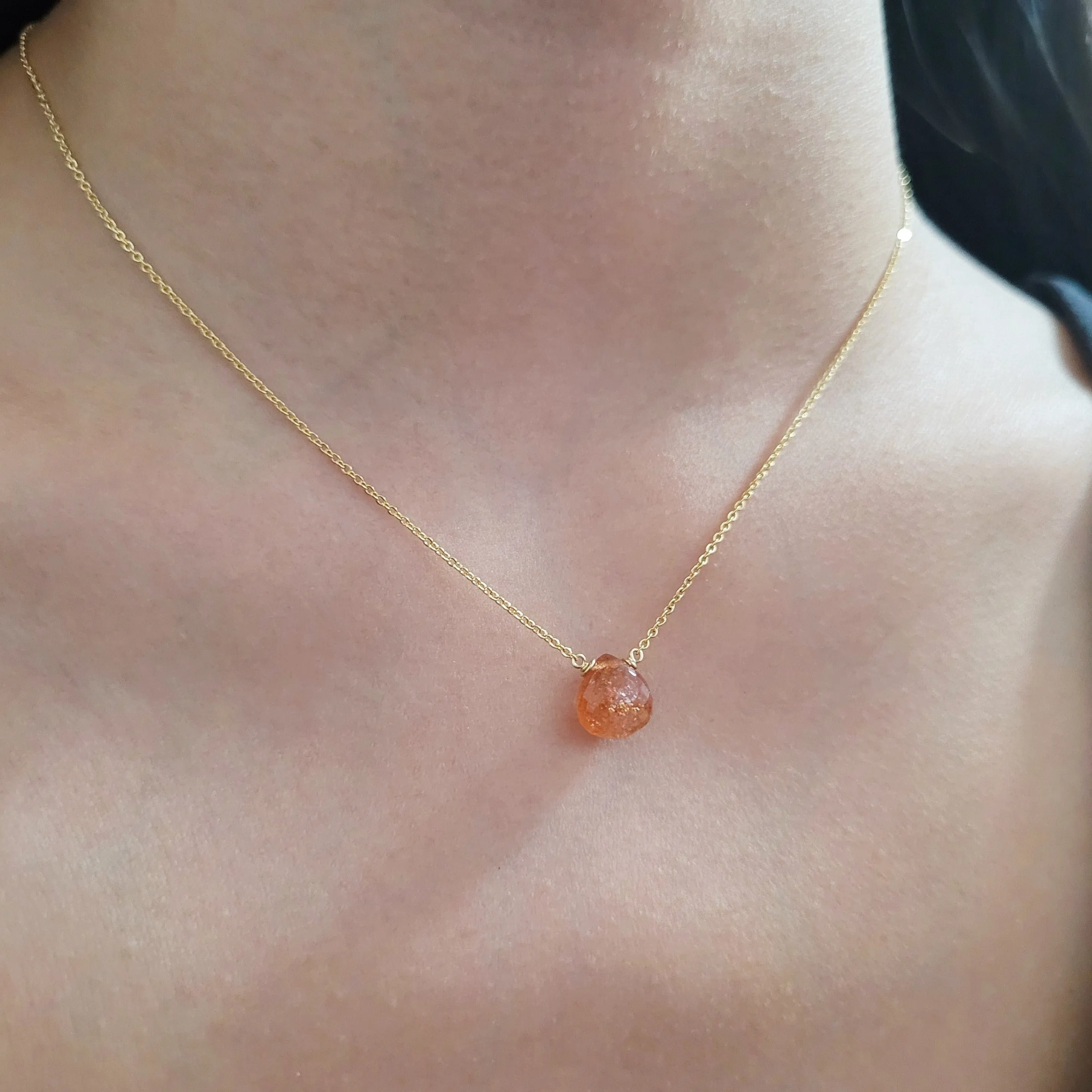 Sunstone Heart Briolette Necklace