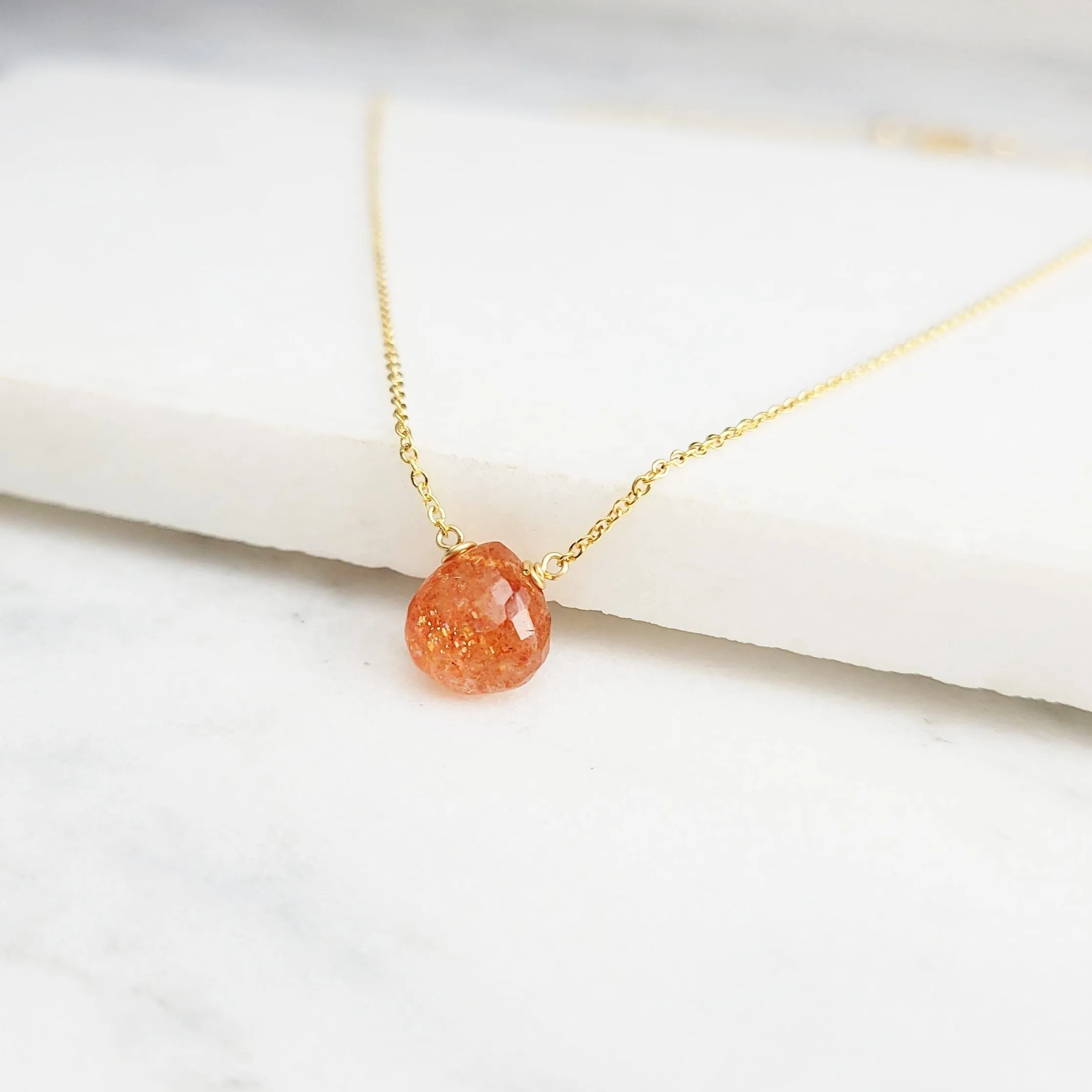 Sunstone Heart Briolette Necklace