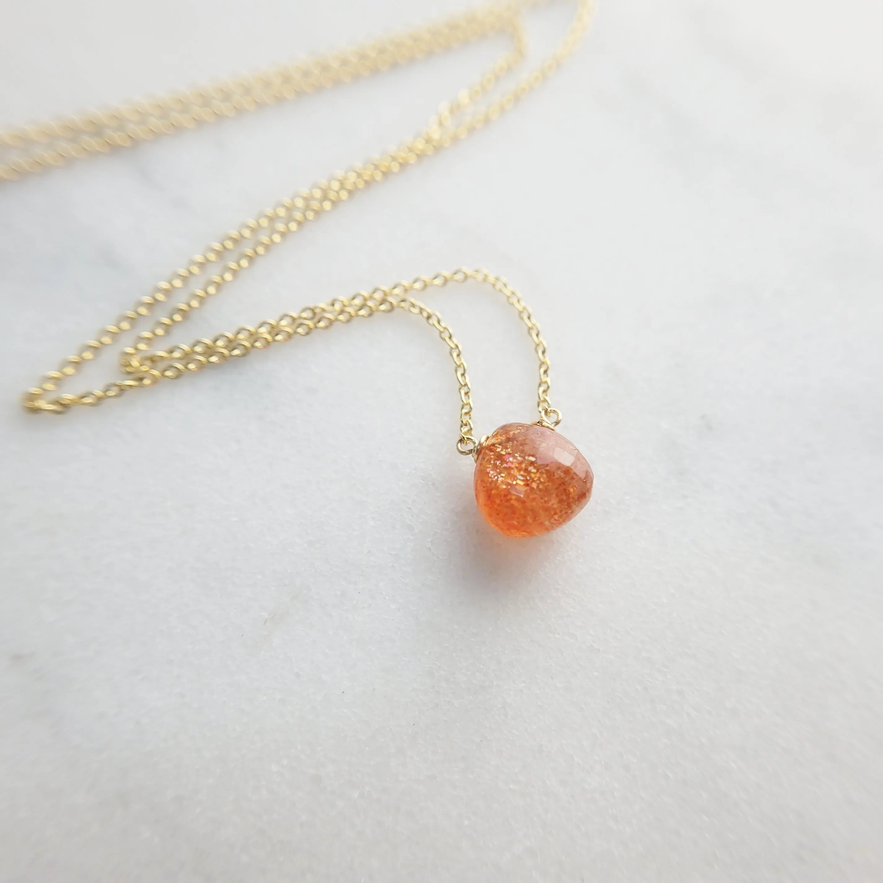 Sunstone Heart Briolette Necklace