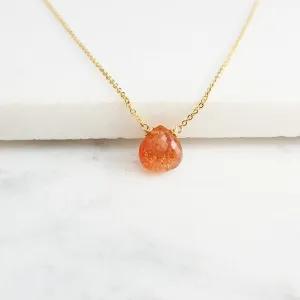 Sunstone Heart Briolette Necklace