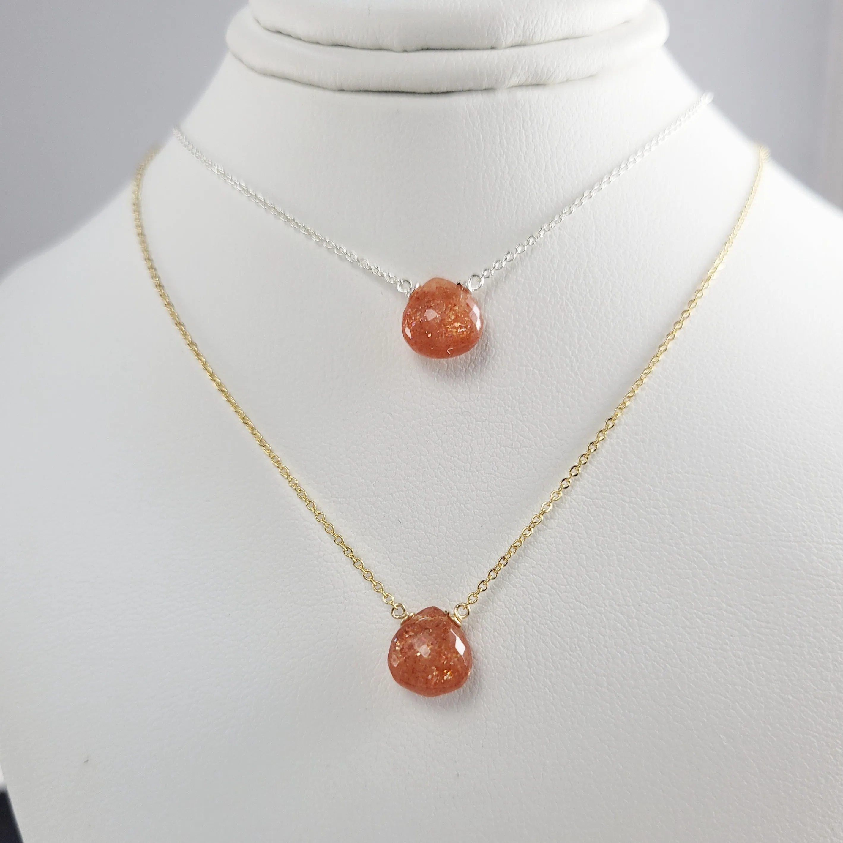 Sunstone Heart Briolette Necklace