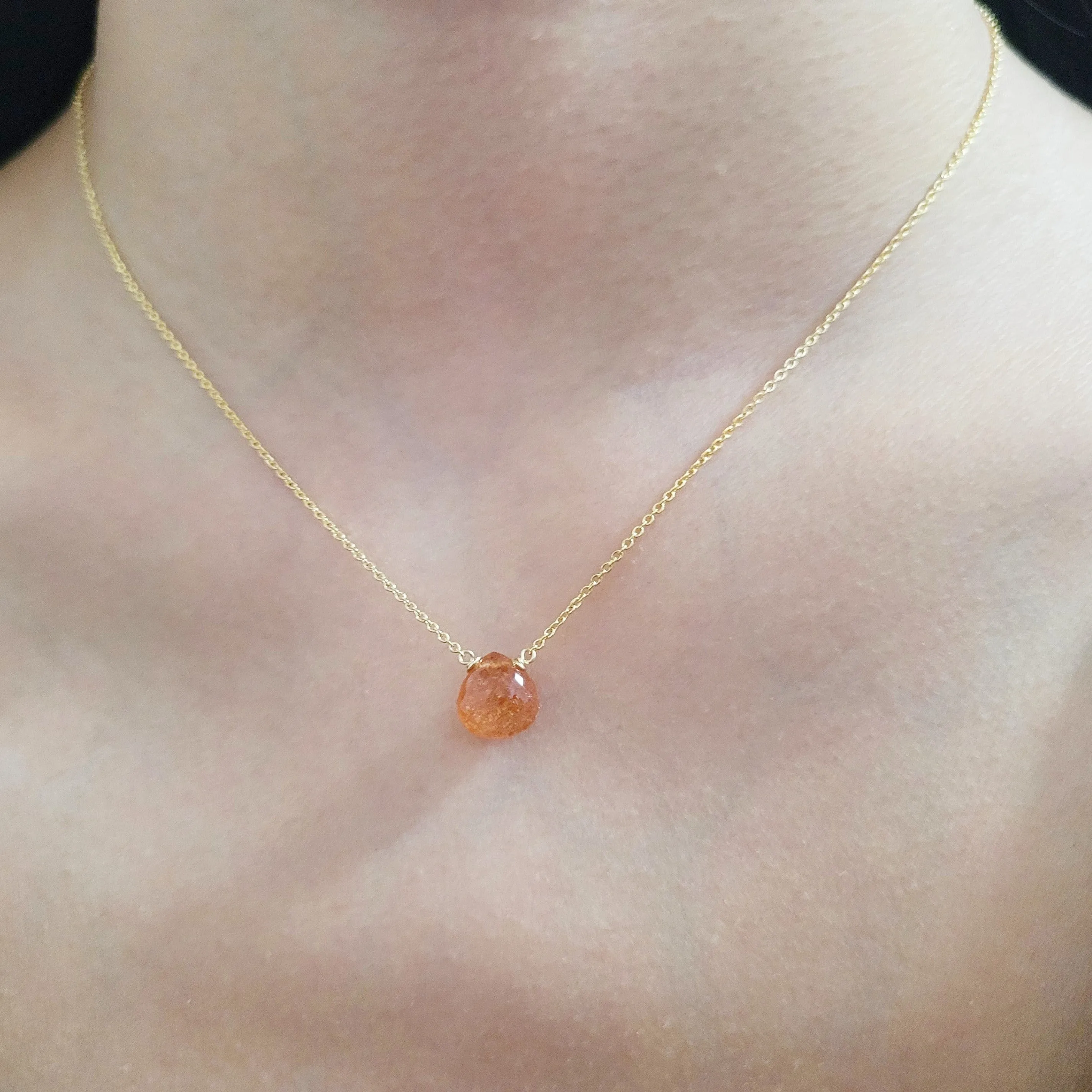 Sunstone Heart Briolette Necklace