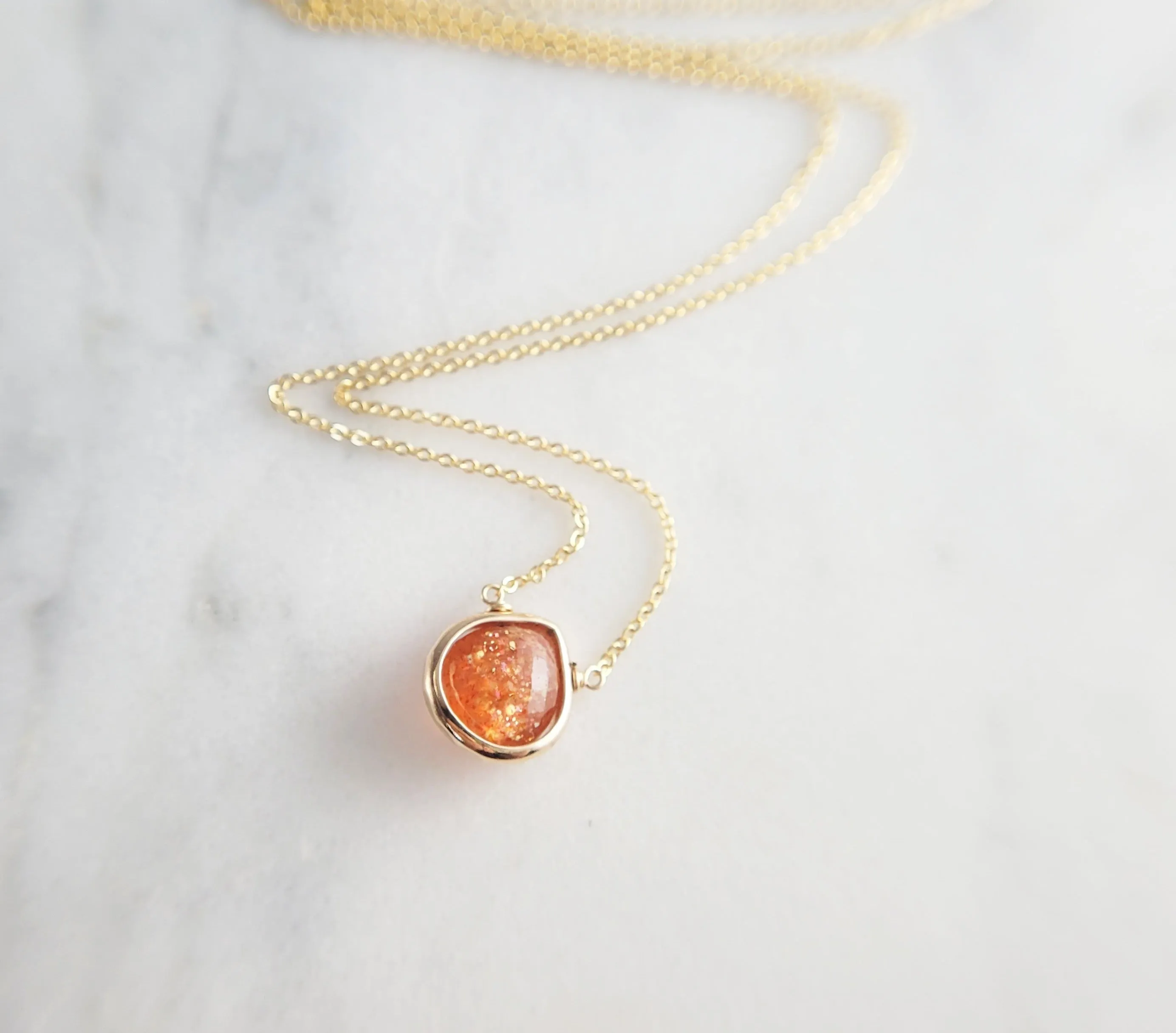 Sunstone Heart Briolette Pendant Necklace