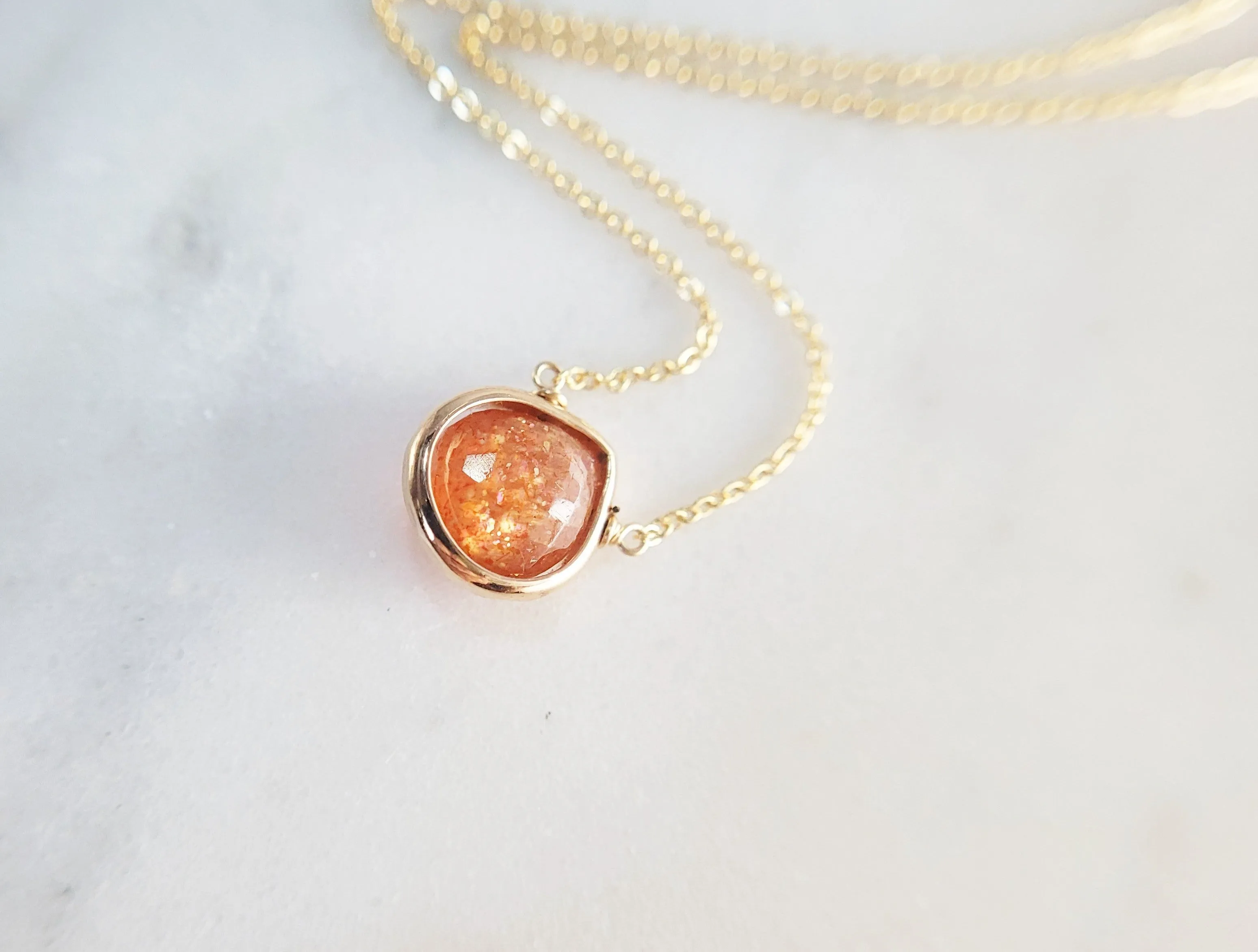 Sunstone Heart Briolette Pendant Necklace