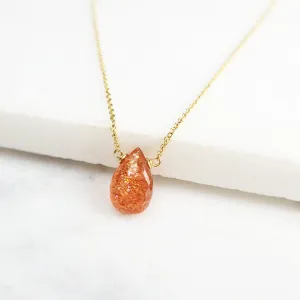 Sunstone Pear Briolette Necklace