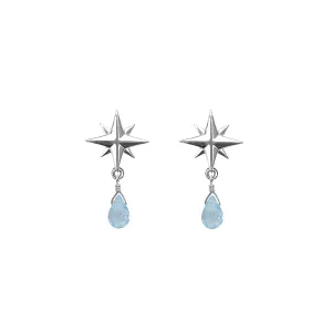 Tiny Compass Rose and Gemstone Post Earrings