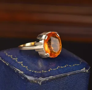 Vintage Art Deco Gold Citrine Ring - ON HOLD