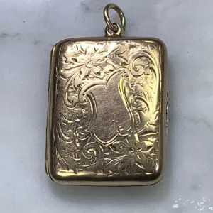 Vintage Gold Floral Locket in Yellow Gold from the 1930s. Gift for Her. Brides Gift.