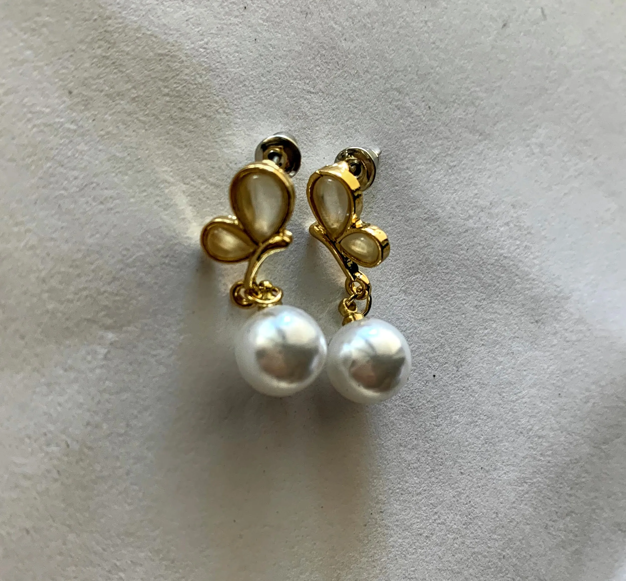 Vintage  Gold Plated Butterfly earrings