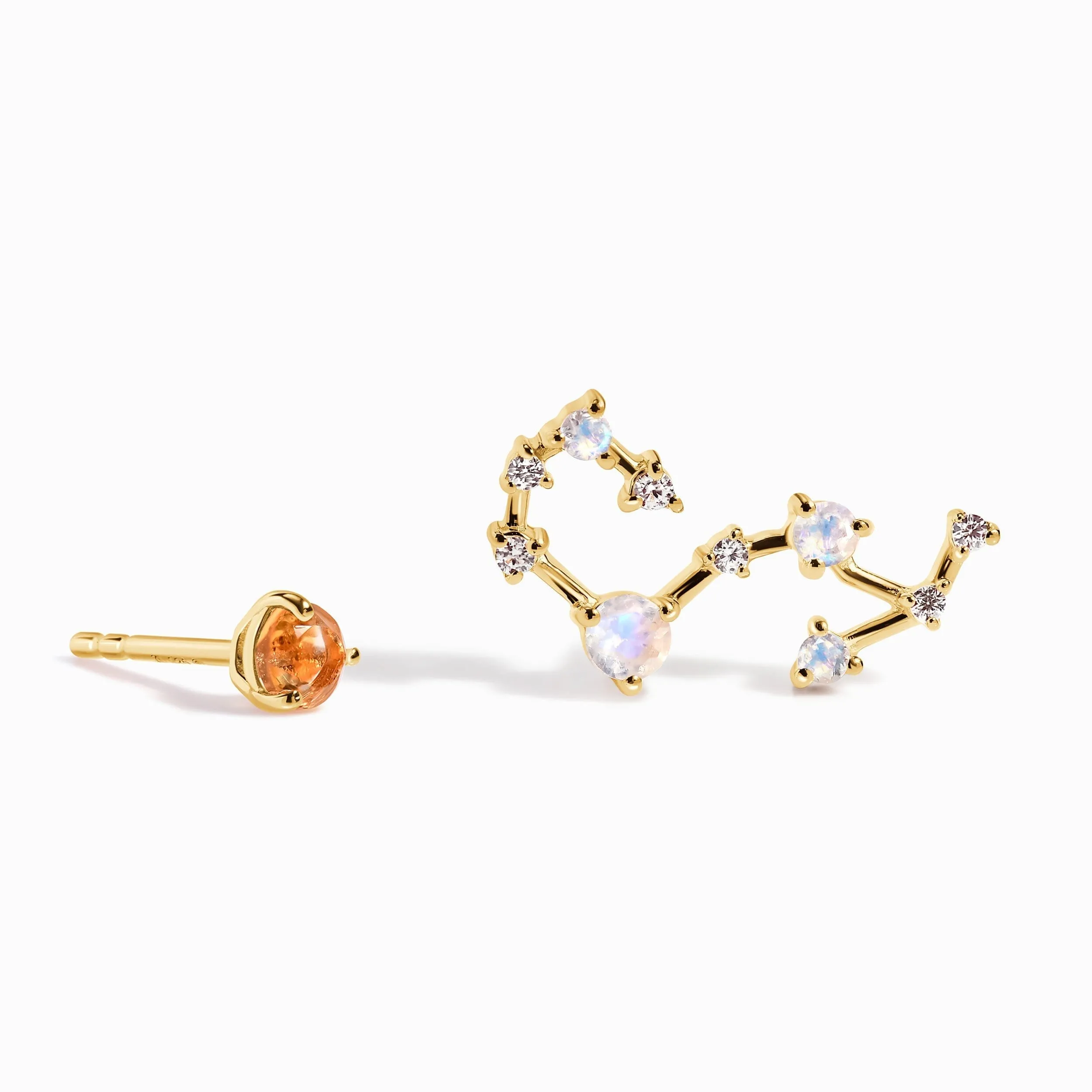 Zodiac Birthstone Lab Diamond Studs - Scorpio Citrine